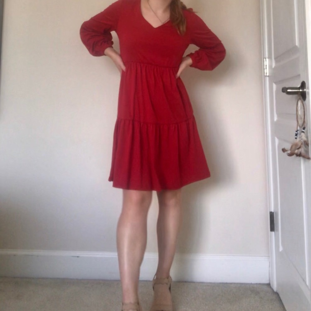 Red Ruffled Mini Dress